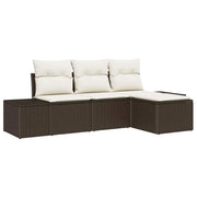 Set Divano da Giardino 4 pz | Set Salotto da Giardino Marrone e Crema polyrattan