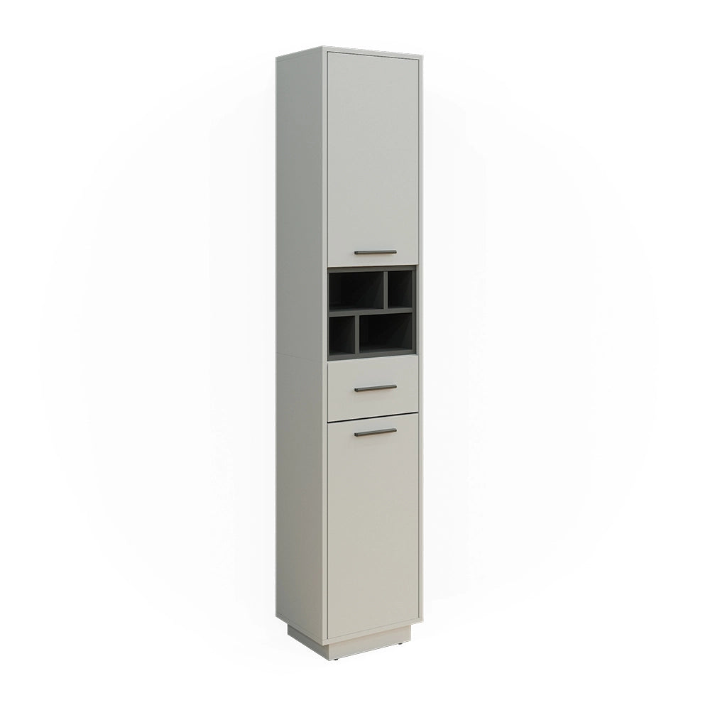 Armadio per il bagno Beatrice Grigio/Antracite 38 x 190 cm Con ante, cassetti e scomparti Vicco