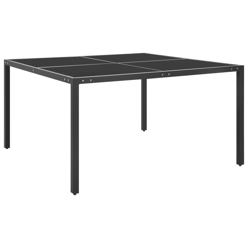 Tavolo da Giardino Antracite 130x130x72 cm in Acciaio e Vetro cod mxl 34176
