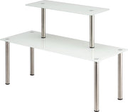 Scaffale in vetro, con piatti in vetro e gambe in acciaio inossidabile (bianco)