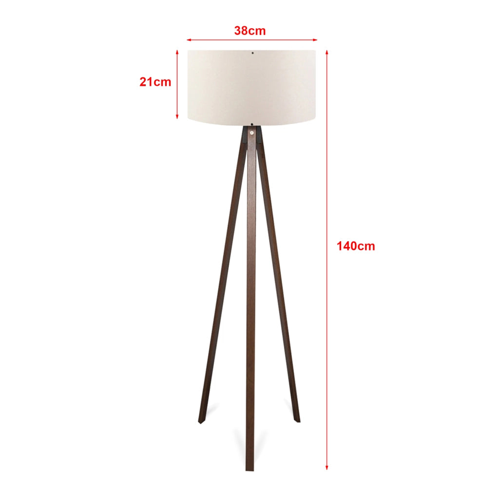 Lampada da Terra a Treppiede Newport Alta 140 cm Paralume Cilindrico - color Crema lux.pro