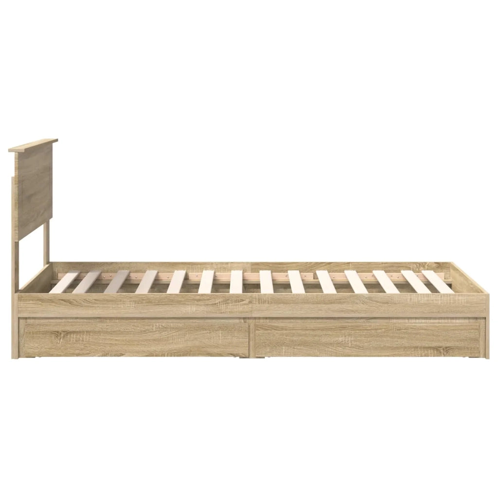 Letto con Contenitore con testiera Rovere Sonoma 75 x 190 cm