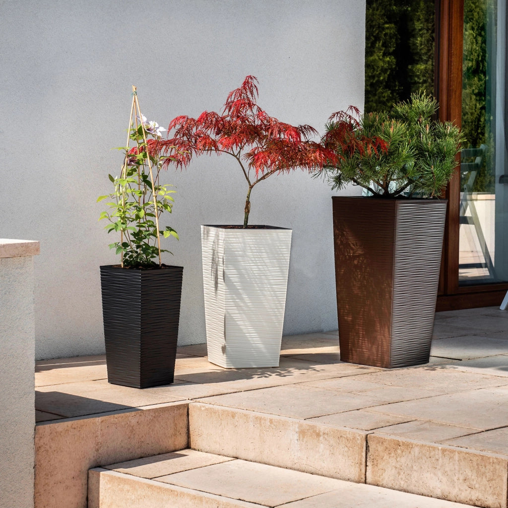 Vaso da giardino KADAX con inserto per fiori, grande e alto, 34x68 cm, nero.