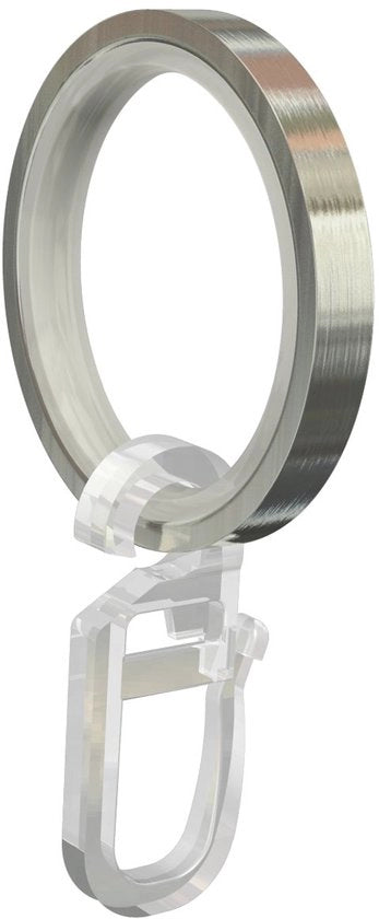 Giradischi per tende con grucce regolabili e appiattitori, acciaio, finitura in acciaio inossidabile, 33/24 mm, 16 pezzi
