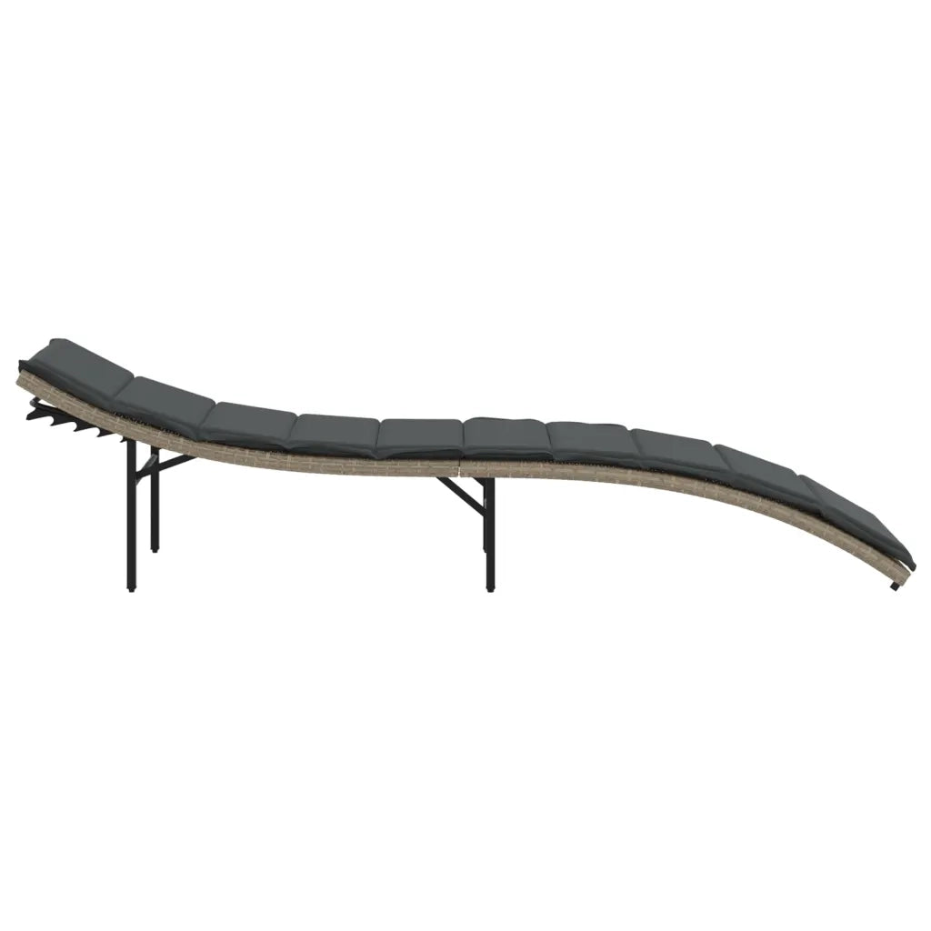 Lettini Prendisole 2 pz | Sdraio da giardino | Lettino da sole con Cuscini Grigio Chiaro in Polyrattan