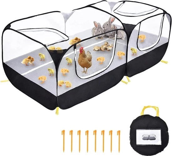 Recinzione pop-up per piccoli animali con area di esercizio movimento per gatti e cani con porta per uccelli e accessori per giardino