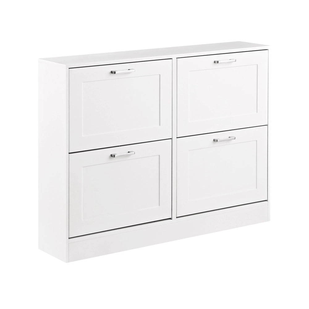 Scarpiera 4 ante in legno bianco Ginevra 105x82x24 cm