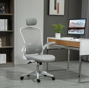 Sedia da ufficio ergonomica grigia con poggiatesta