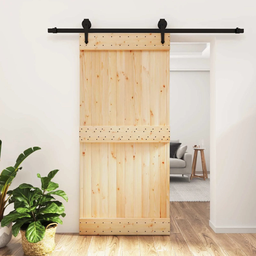 Porta scorrevole Naturale e Nero 95 x 210 cm 3445156