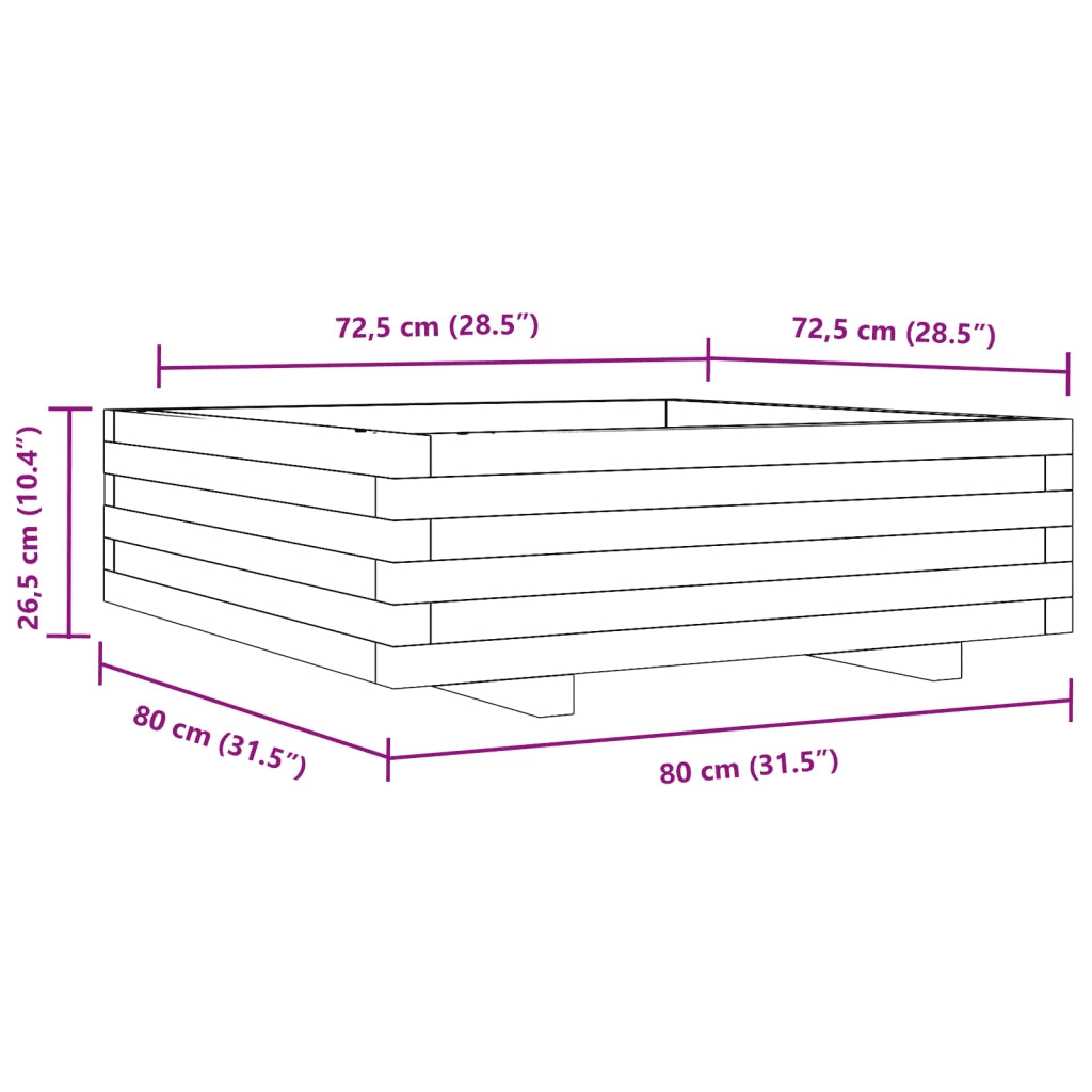 Fioriera da Giardino 80x80x26,5 cm in Legno di Pino Impregnato