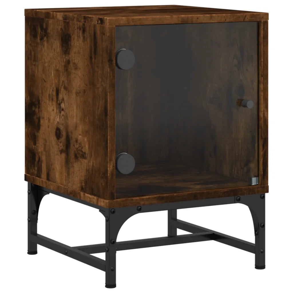 Comodini con Ante in Vetro 2pz Rovere Fumo 35x37x50 cm 836527