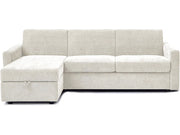 Divano letto angolare reversibile "Celia" con meccanismo trasformabile express in tessuto - 3 posti - Beige