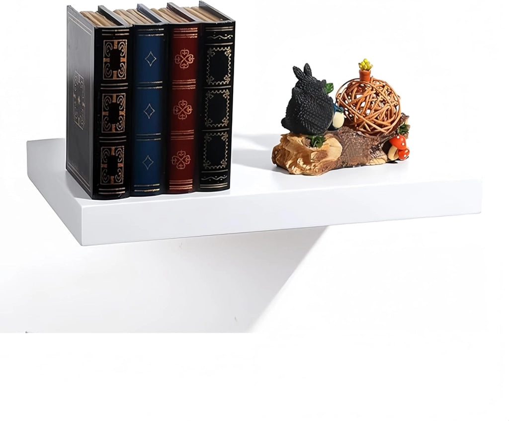 Mensola a Muro Set da 2, 25cm, Mensole Librerie da Parete Scaffale MDF Stile Rétro Ripiano Portaoggetti, Bianco, 0078QJ-2