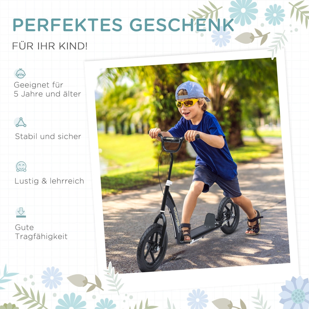 Scooter per Bambini con Freni e Ruote Grandi ¨C zephmum ¨C Nero 12 Pollici