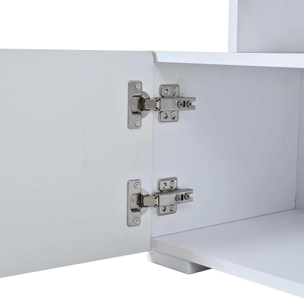 Mobile TV Lowboard ¨C Xylo ¨C Bianco Lucido, 3 Ante, Ripiani in Vetro, 180x35x45 cm
