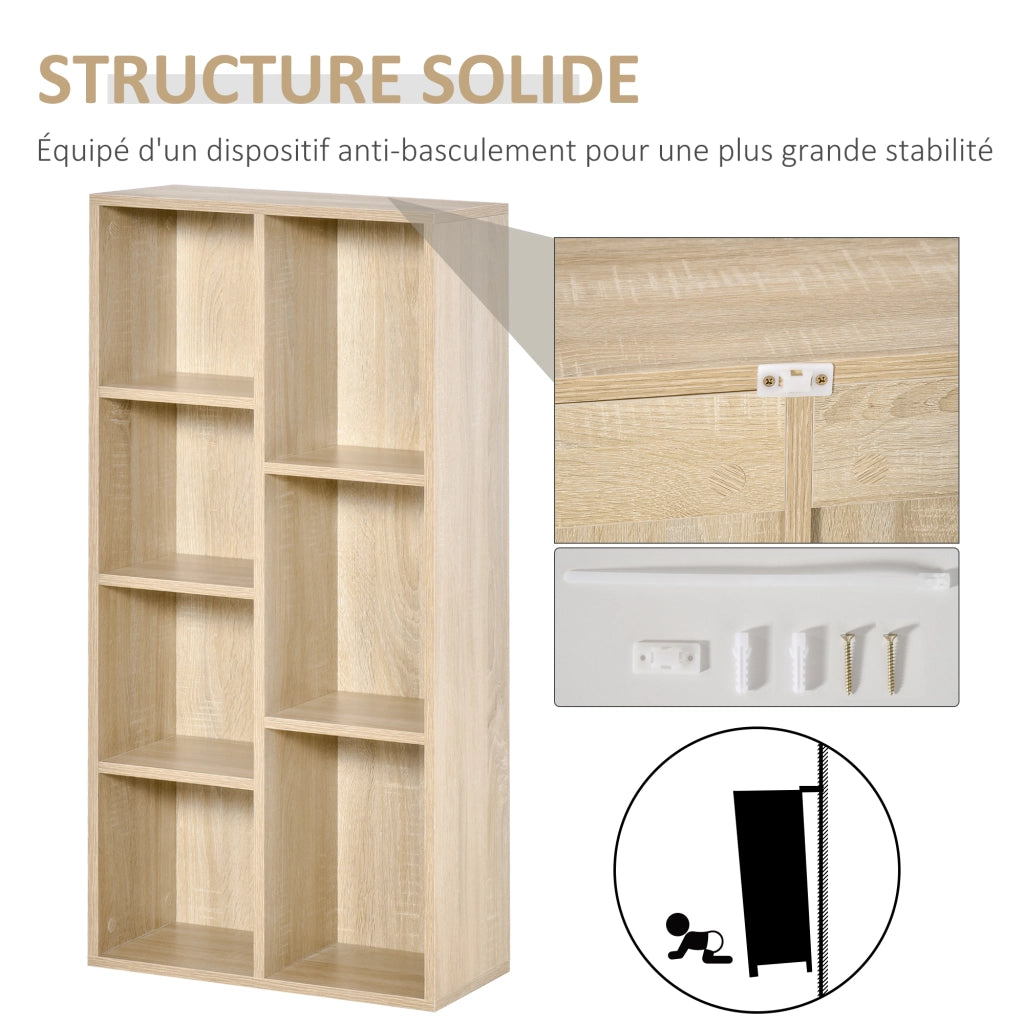 Libreria a 7 cubi ¨C zephmum ¨C legno naturale 50x24x106 cm
