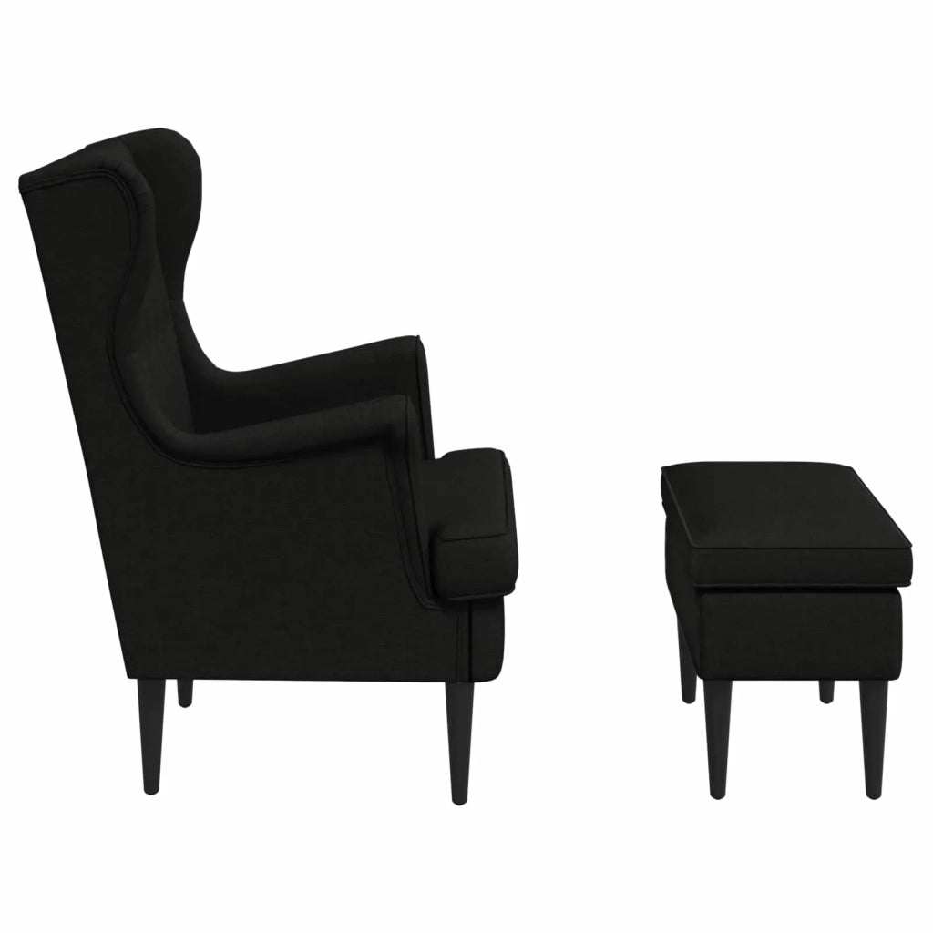Poltrona con Ottomano 2 pz Nero Tessuto 3418833
