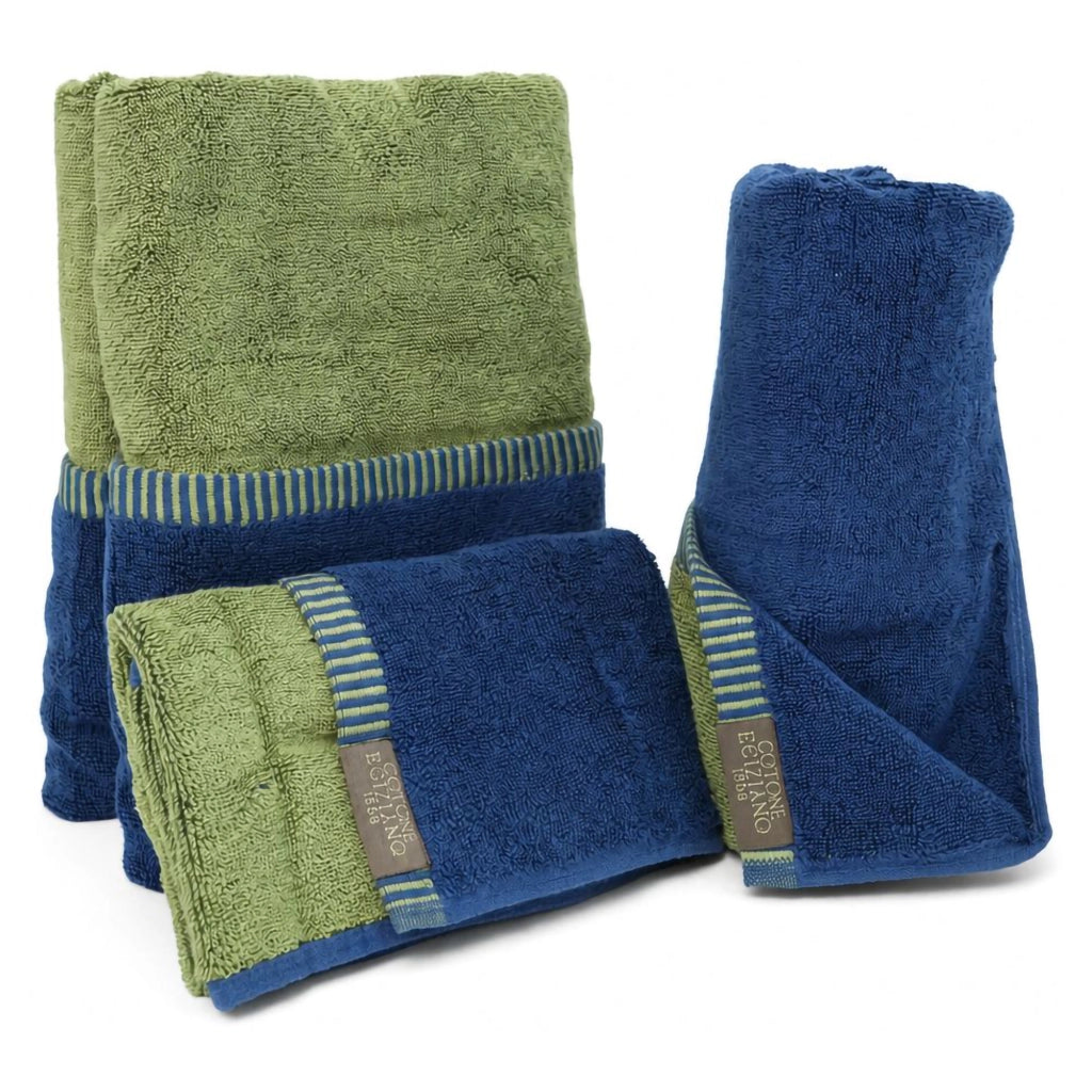 Sazaga, set di Asciugamani 100% Cotone set da 2 Reversibile, blu Indaco