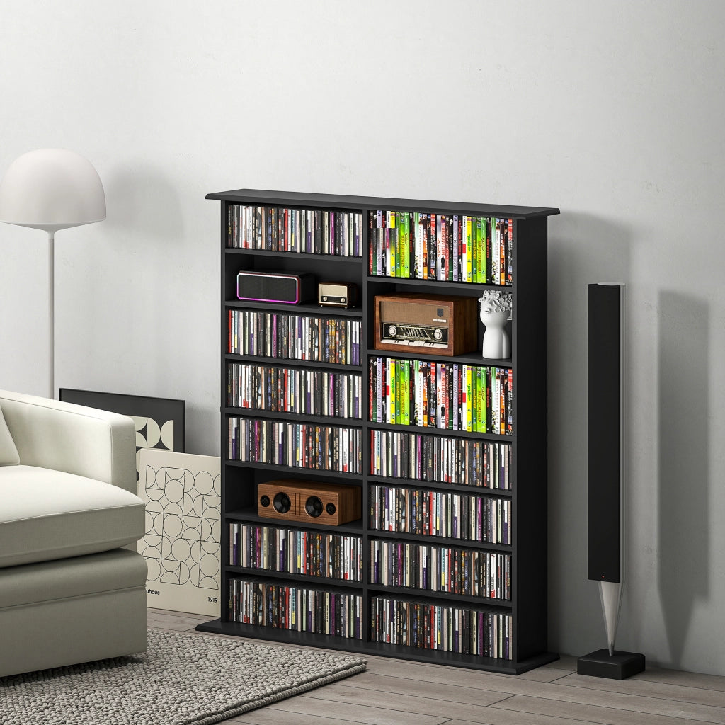 Libreria per CD DVD ¨C Xylo ¨C 16 scomparti 12 ripiani regolabili nero 720 CD 396 DVD Blu-ray