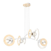 Lampada a sospensione Skiva in acciaio bianco e legno