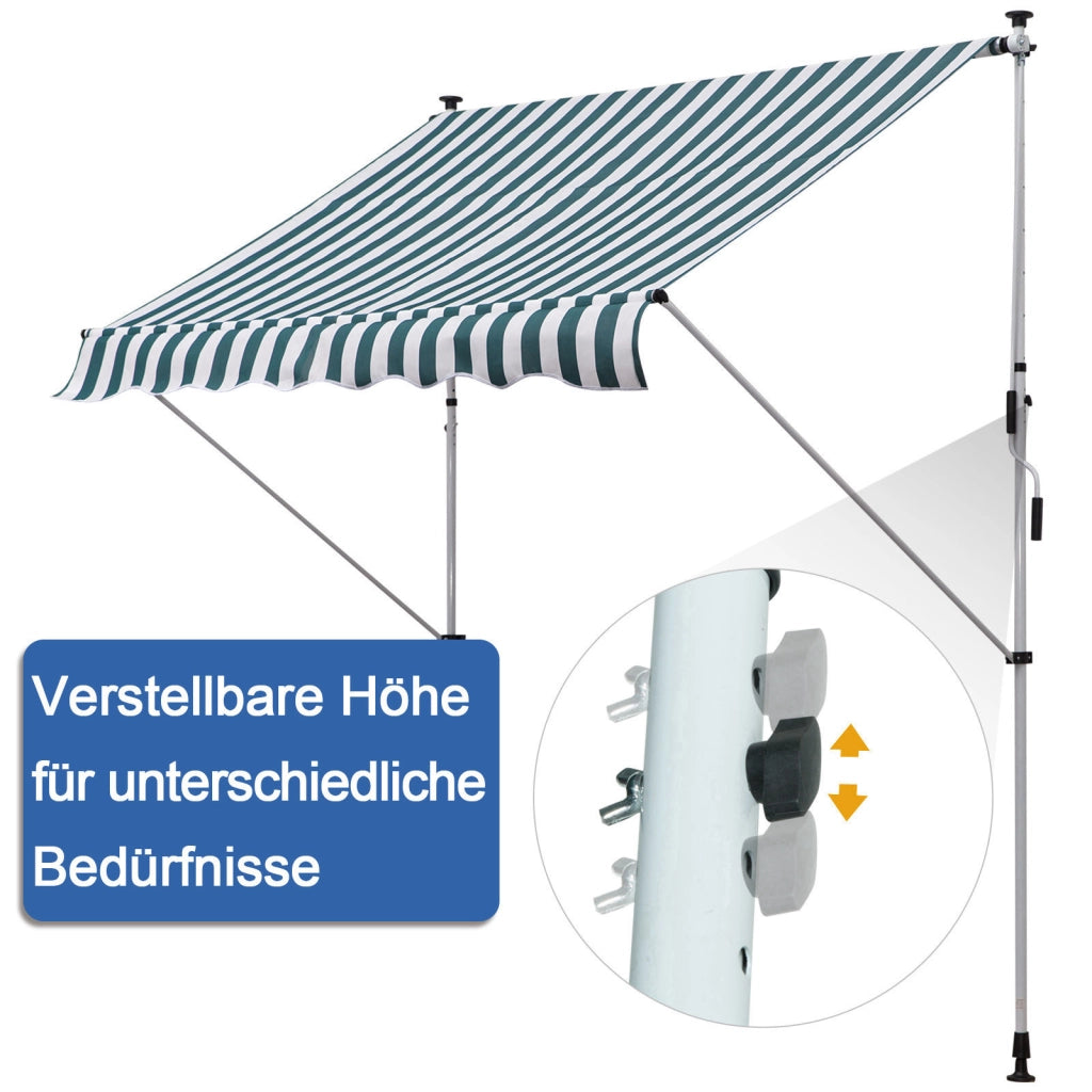 Tendone a braccio con manovella regolabile in altezza ¨C Zephmum ¨C Verde 150 cm