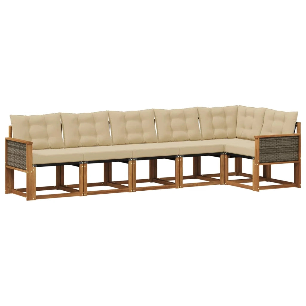 Set di divani da esterno 6 pz Naturale e Beige 3381981