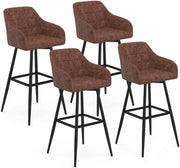 Set di 4 sgabelli da bar MADY con braccioli vintage marroni