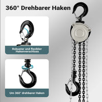 Paranco a catena manuale V21-0,25, capacità di carico 250 kg, altezza di sollevamento 3 m, leggero e compatto, per impieghi gravosi