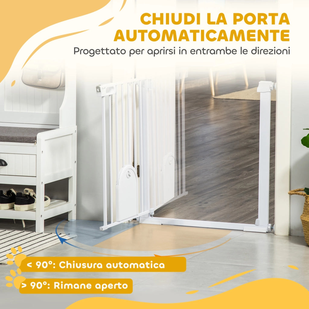 Cancellino Regolabile per Cani con Porta Piccola e Chiusura Automatica ¨C zephmum ¨C 75-103x76cm, Bianco