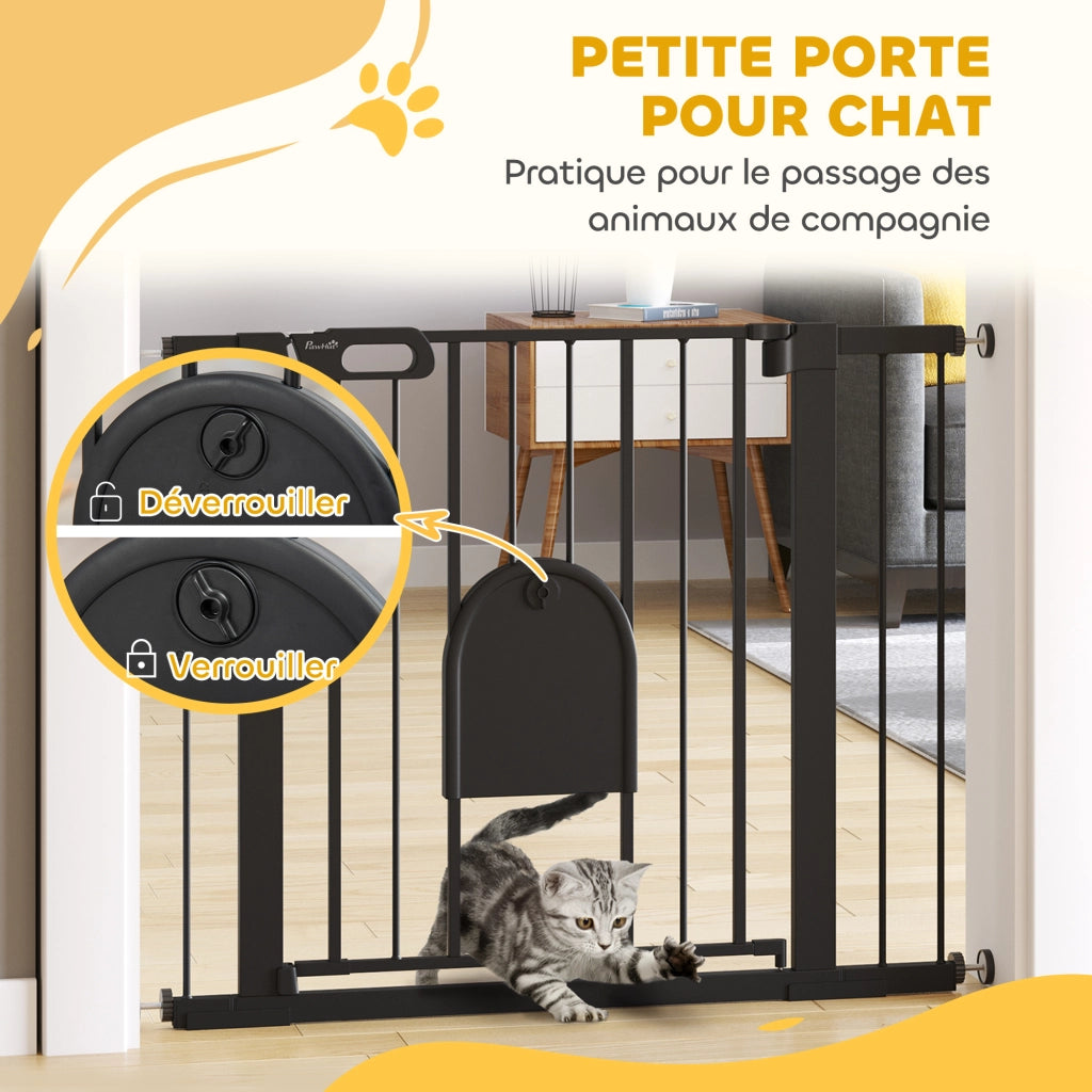 Cancelletto di sicurezza per animali domestici con porta chiusura automatica e doppio blocco ¨C Xylo ¨C acciaio nero