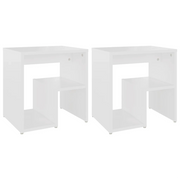 Set di 2 Comodini | Armadio da Notte | Mobiletto da notte Bianchi 40x30x40 cm in Legno Multistrato