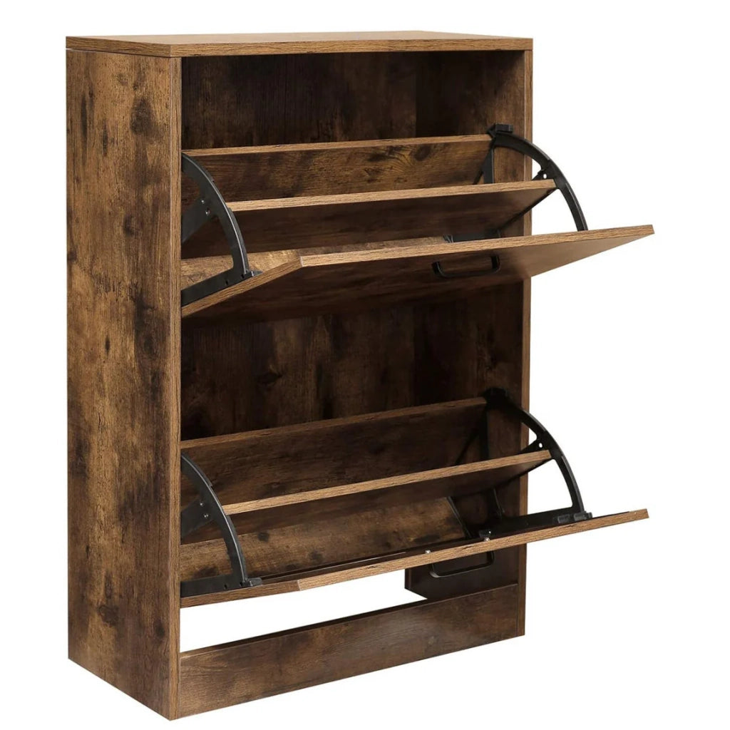 Scarpiera a 2 scomparti mobiletto d'ingresso divisorio regolabile 12 paia di scarpe da donna o 8 da uomo 60 x 24 x 835 cm stile industriale marrone rustico 12_0002634
