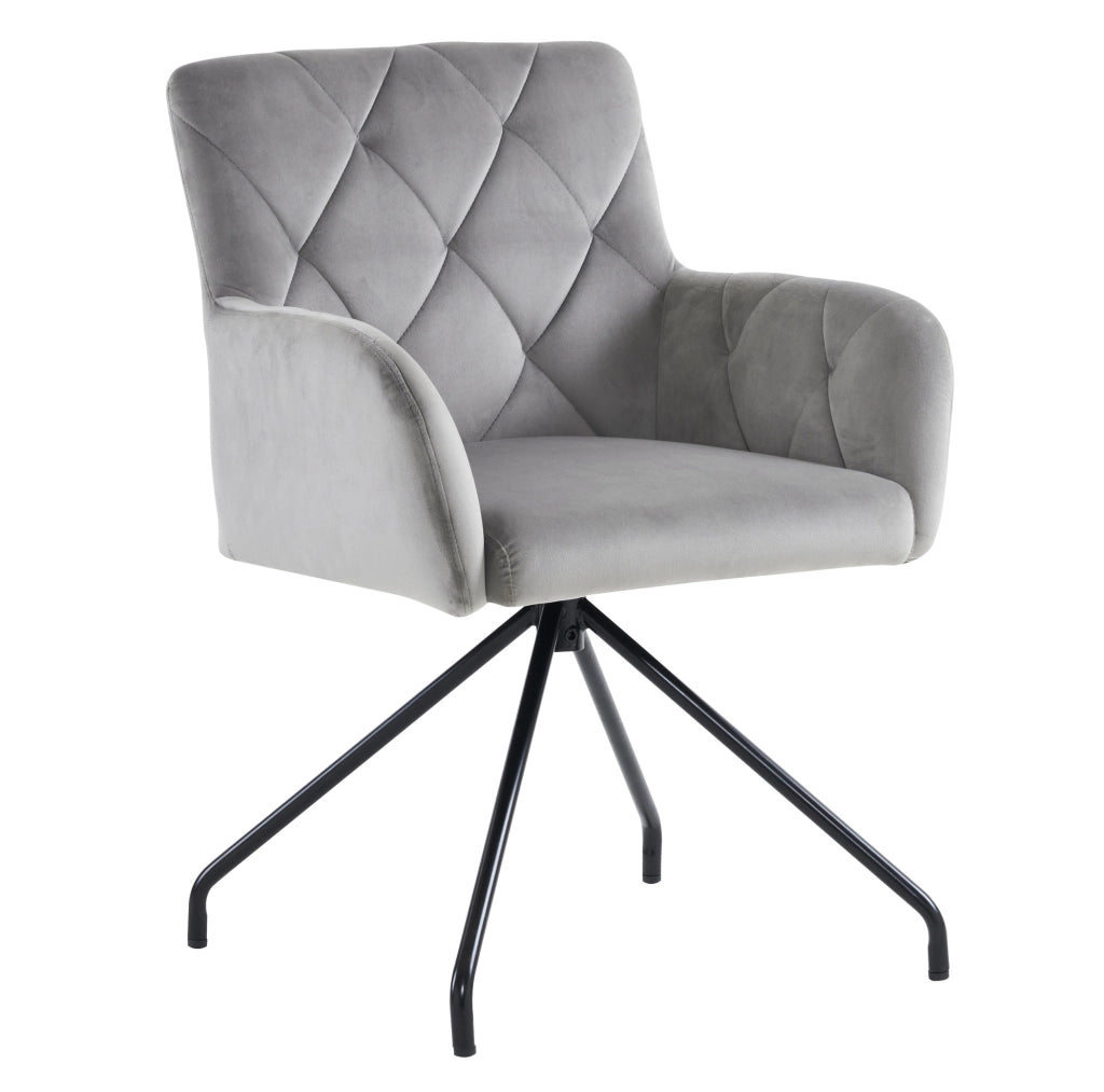 Set di 2 sedie imbottite con braccioli ergonomici in velluto grigio chiaro