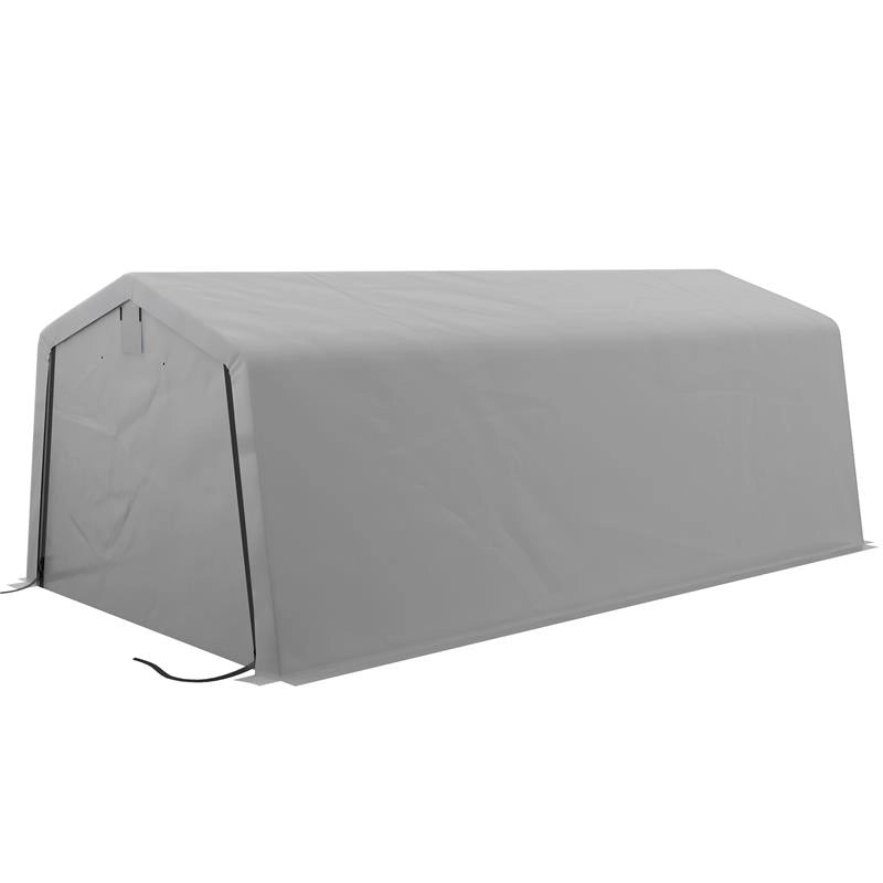 TENDONE PER AUTO E FESTE CON 2 FINESTRE LATERALI, IN ACCIAIO ZINCATO E PE, 618X265/330X240 CM, GRIGIO CHIARO