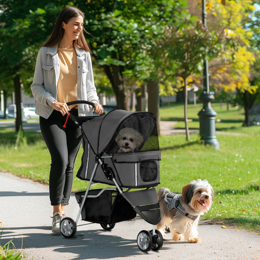 Carrello per animali domestici pieghevole ¨C zephmum ¨C 75x45x97 cm grigio scuro