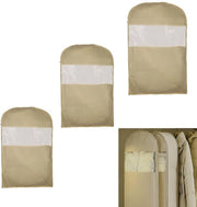 Organizzatori di abbigliamento spazievendenti - 3 pezzi - Organizzatore di donsja - Cappotto di stoffa con cerniera - 130cm/110cm/90cm - Beige - Borsa di conservazione