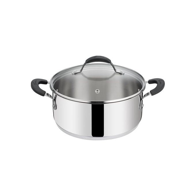 Lagostina 8900547483 Tempra Casseruola Bassa in Acciaio Inox 18-10 con Coperchio in Vetro Fondo Lagotherm adatto a Tutti i Piani di Cottura incluso Induzione colore Acciaio