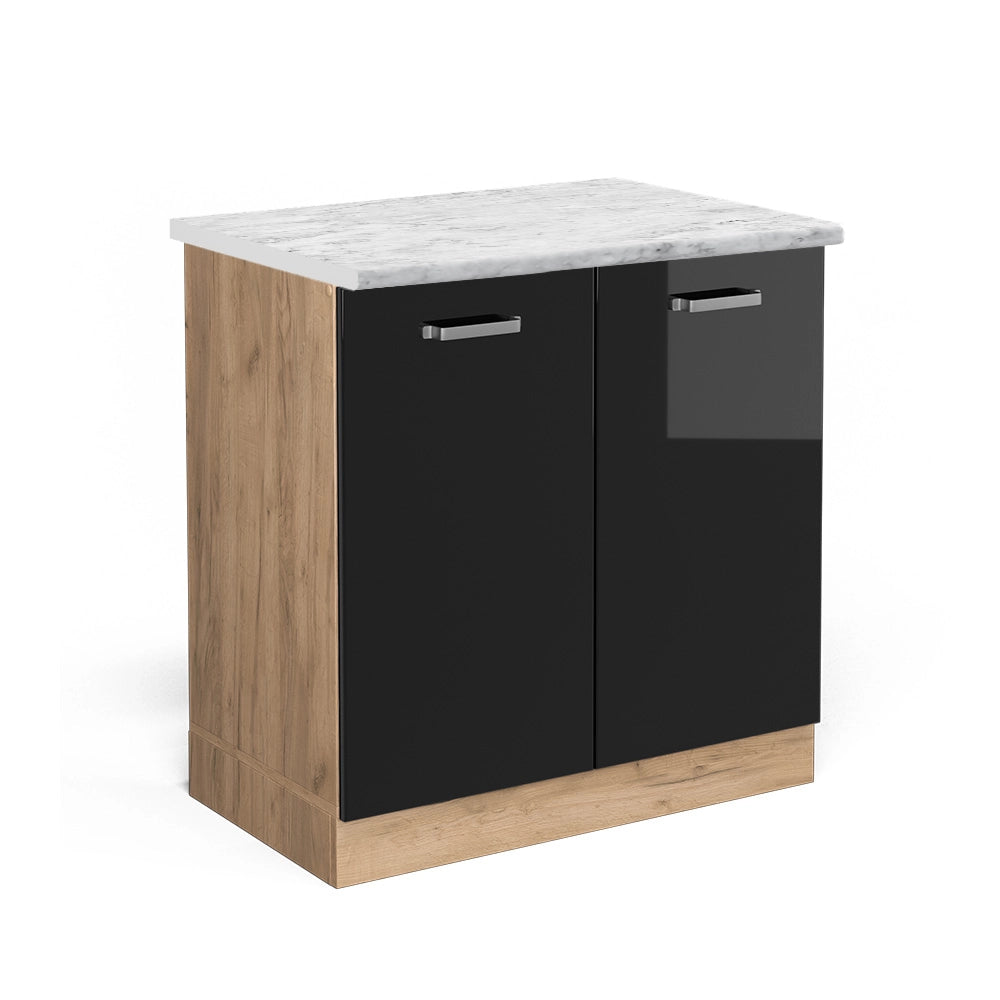Vicco Mobile lavello cucina Nero lucido 80 cm PL Marmo