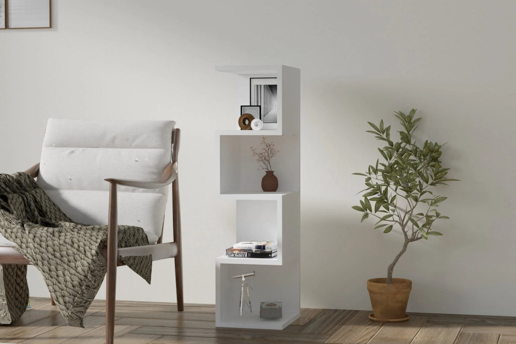 Libreria in legno "Alin" - 27 x 25 x 95 cm - Bianco