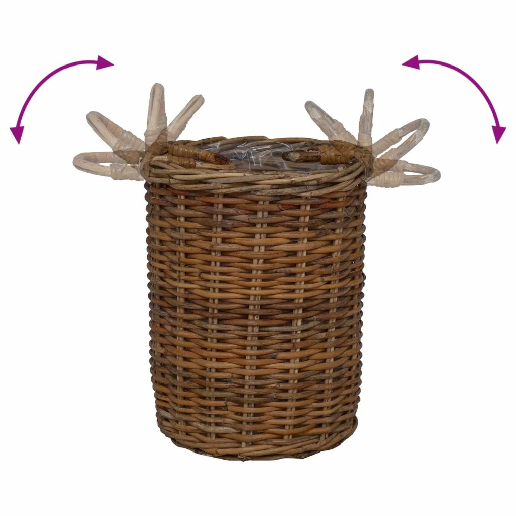 Cesto per Piante con archiviazione 2 pcs Marrone Rattan Kubu