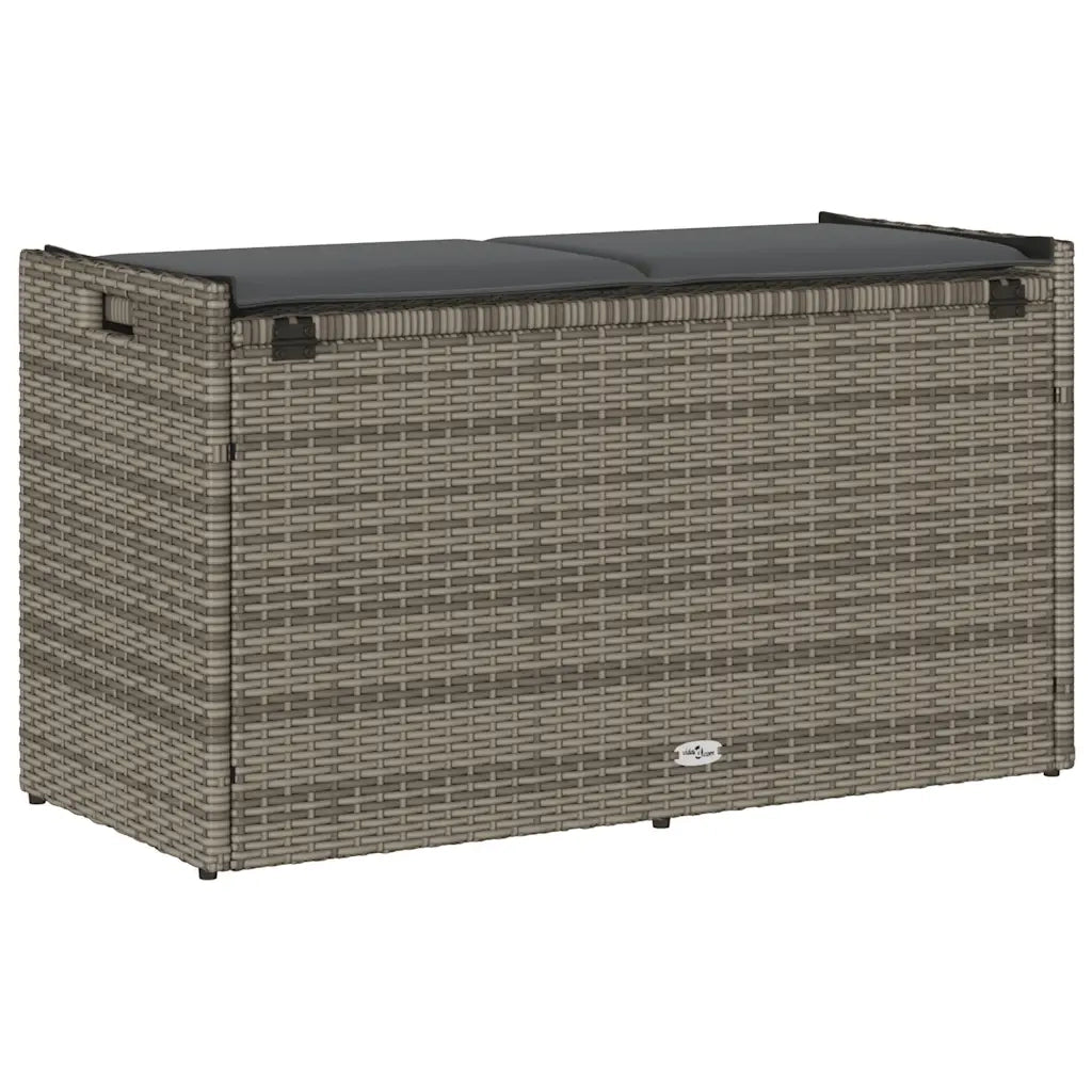 Cassapanca da Esterno con Cuscino-Baule-Panca con Contenitore Grigia 100 cm in Polyrattan 508591