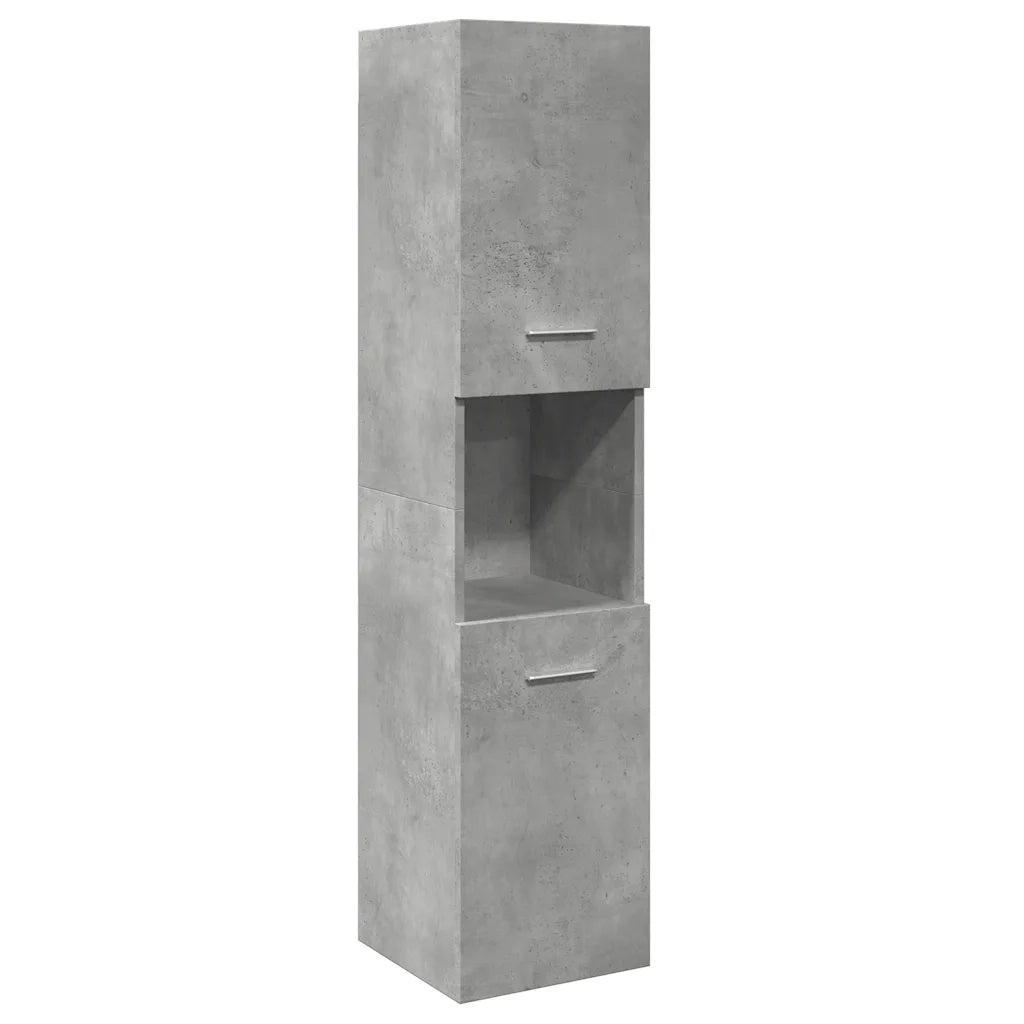Set Mobili da Bagno 4 pz Grigio Cemento in Legno Multistrato