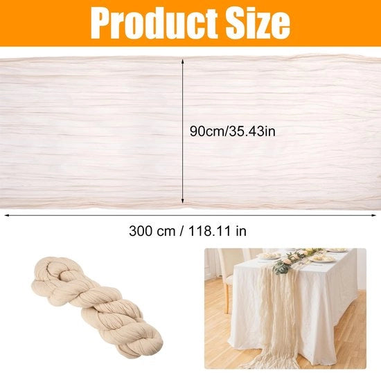Tela di Stoffa per Tavola, Tela di Stoffa per Tavola con Stoffa, Tela di Chiffon per Tavola, Tela di Stoffa Beige per Tavola, Stoffa Lunga e Romantica a Mezza Visibilità per Matrimonio, Festa di Bambino, Festa, Decorazione per Tavola