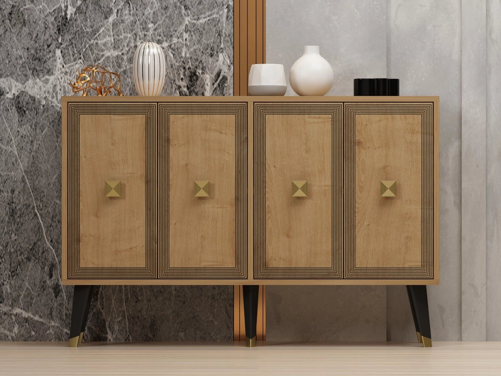 Madia Luino, Credenza 2 Ripiani, 120x30x80h cm Marrone Rovere