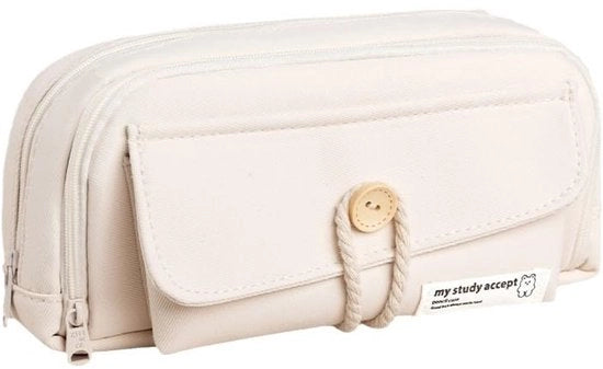 Etui per ragazze, borsa per adolescenti, borsa grande, borsa per scuola e ufficio, beige