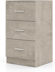 Comodino con 3 cassetti, comodino in legno, tavolino piccolo, cassettiera per camera da letto, ufficio, 37 x 34 x 66,5 cm (1, grigio)