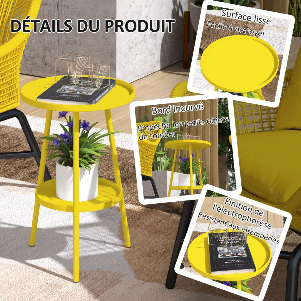 Tavolino rotondo a 2 livelli ¨C zephmum ¨C metallo giallo ?32x51cm