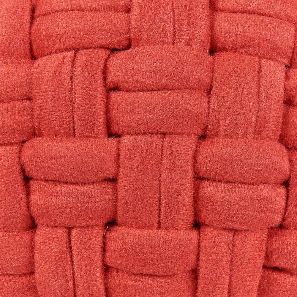 Pouf in velluto rosso 45 x 35 cm intrecciato a cesto fatto a mano rotondo con imbottitura in EPS poggiapiedi