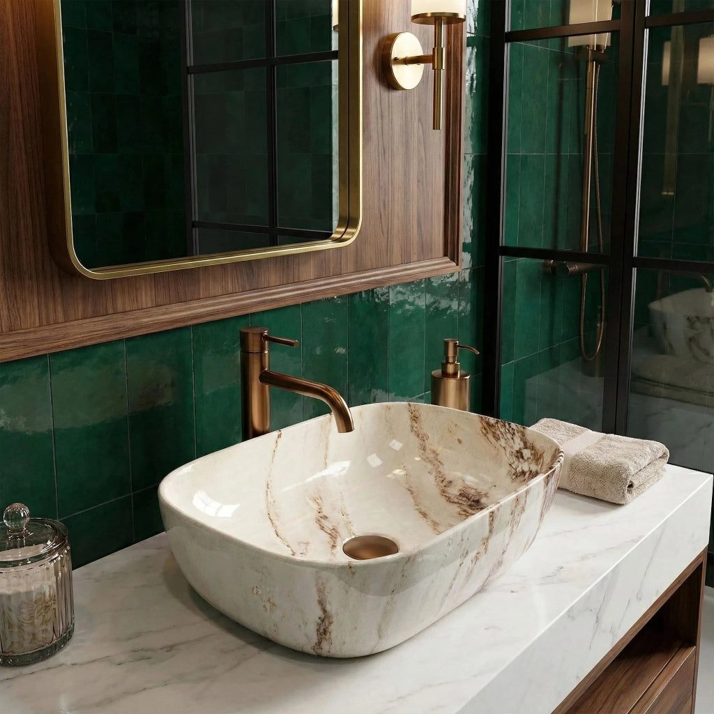 Lavabo Da Appoggio Rea Belinda Marrone Shiny