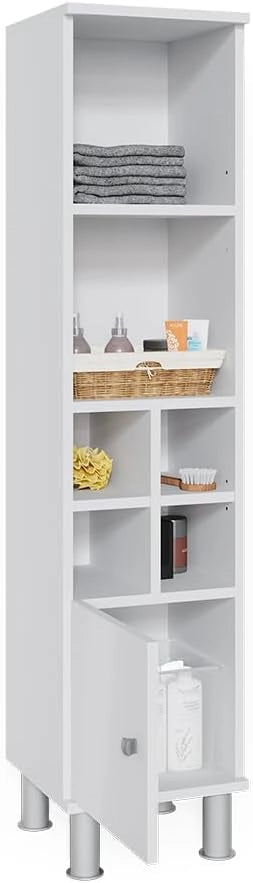 Mobiletto bagno Fynn, Bianco, 30 x 130.6 cm porta piccola, per riporre accessori da bagno e come complemento a Fynn